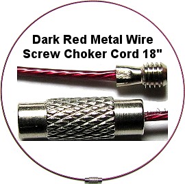 18" Dark Red Metal Wire Screw Choker Cord Ns354