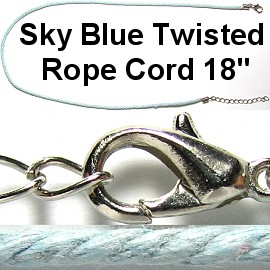 18" Twisted Rope Cord Sky Blue Ns361