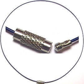 Navy Blue Memory Wire Silver Screw Lock Necklace Rope