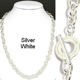 1pc 20"Chain Necklace 9mm Thick Silver White Toggle Clasp Ns551