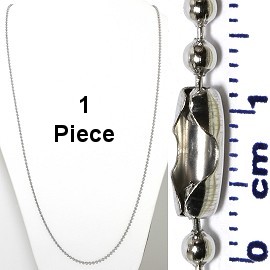 1pc 31" Ball Chain Silver Tone, Stainless Steel Material Ns574