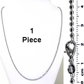 1pc 24" Ball Chain Silver Tone Stainless Steel 2.5mm Thick Ns575