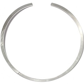 1pc Choker Metal Alloy Flat Round Silver 5mm Wide Ns626