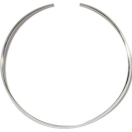 1pc Choker Metal Alloy Round Silver 4mm Wide Ns627