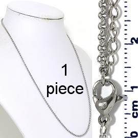 1pc 17.5"-19.5" Stainless Steel Chain Necklace 2mm Silver Ns647
