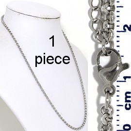 1pc 17.5"-19.5" Stainless Steel Chain Necklace 3mm Silver Ns649