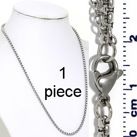 1pc 18"-20" Stainless Steel Square Chain Necklace 3mm Ns651