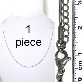 1pc 17.5"-19.5" Stainless Steel Chain Necklace 1mm Silver Ns655