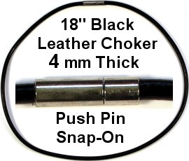 1pc 18" Black 4mm Leather Cords Push Pin Snap-Ns80