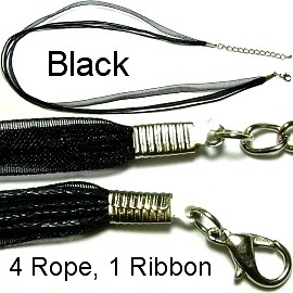 18"Black Ribbon Rope Ns085