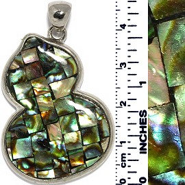 Abalone Pendant Chinese Gourd Square Tiles Multi Green PD023