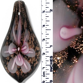 Glass Pendant Spoon Leaf Flower Gold Black Light Pink PD065
