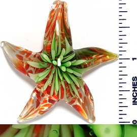 Glass Pendant Flower Starfish Clear Orange Green PD1033