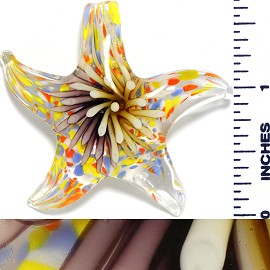 Glass Pendant Flower Starfish Clear Yellow PD1034