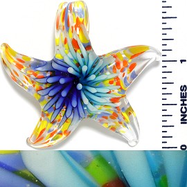 Glass Pendant Flower Starfish Clear Blue Turquoise PD1038