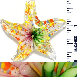 Glass Pendant Flower Starfish Clear Pink Green PD1039