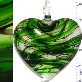 Glass Pendant Heart Clear Green PD1133