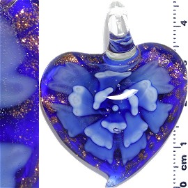 Glass Pendant Flower Heart Gold Blue Purple PD1193