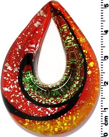 Glass Pendant Final Sale Oval Point Red Green Yellow PD1222