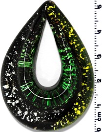 Glass Pendant Final Sale Oval Point Black Green PD1233