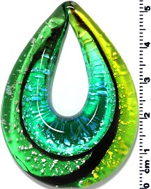 Glass Pendant Final Sale Oval Point Blue Green PD1235