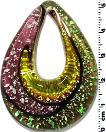 Glass Pendant Final Sale Oval Point Purple Green Yellow PD1236