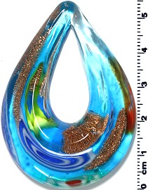 Glass Pendant Final Sale Oval Point Blue Brown PD1238