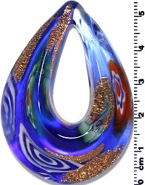 Glass Pendant Final Sale Oval Point Black Blue Multi PD1239