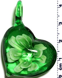 Glass Pendant Flower Heart Green PD1254
