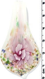 Glass Pendant Flower Tear Pink White PD1270