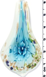 Glass Pendant Flower Tear White Turquoise PD1271