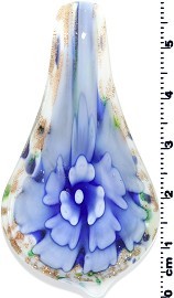 Glass Pendant Flower Tear White Blue PD1273