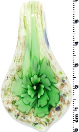 Glass Pendant Flower Tear White Green PD1275