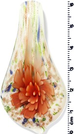Glass Pendant Flower Tear White Orange PD1277