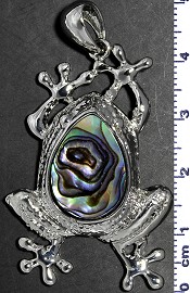 Abalone Pendant Frog Green Silver PD1325