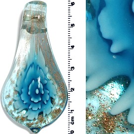 Glass Pendant Flower Spoon Sky Blue Pd1354