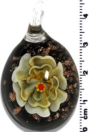 Glass Oval Flower Pendant Final Sale Yellow PD1367