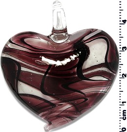 Glass Heart Pendant Purple PD1375
