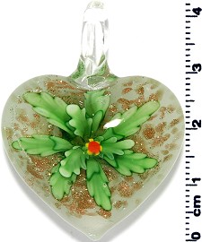 Glass Heart Pendant Green PD1381