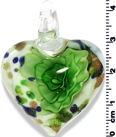 Glass Heart Pendant Green PD1394