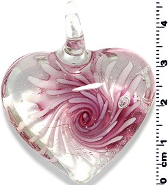 Glass Heart Pendant Pink PD1403