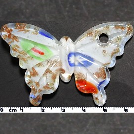 Glass Butterfly Pendant Final Sale White Multi PD1432