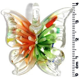 Glass Butterfly Pendant Orange Green PD1446