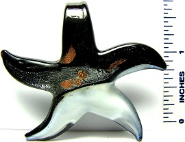 Black White Star Fish Glass Pendant PD1600