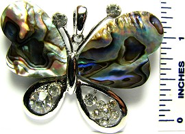 Abalone Pendant Butterfly Green Silver PD1611