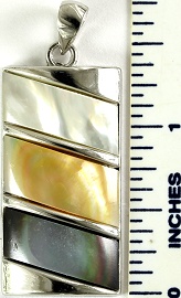 Abalone Pendant Rectangle 3 parts Color Silver PD1624