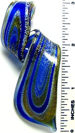 Blue Gold Twisted Loop Leaf Glass Pendant PD1949