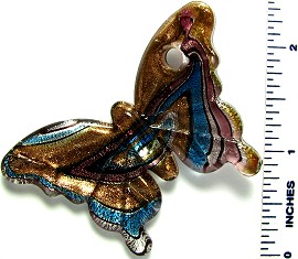 Gold Aqua Butterfly Glass Pendant PD1965