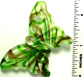 Green White Butterfly Glass Pendant PD1967