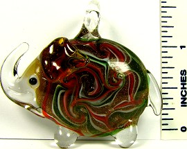 Red Green Elephant Glass Pendant PD2198